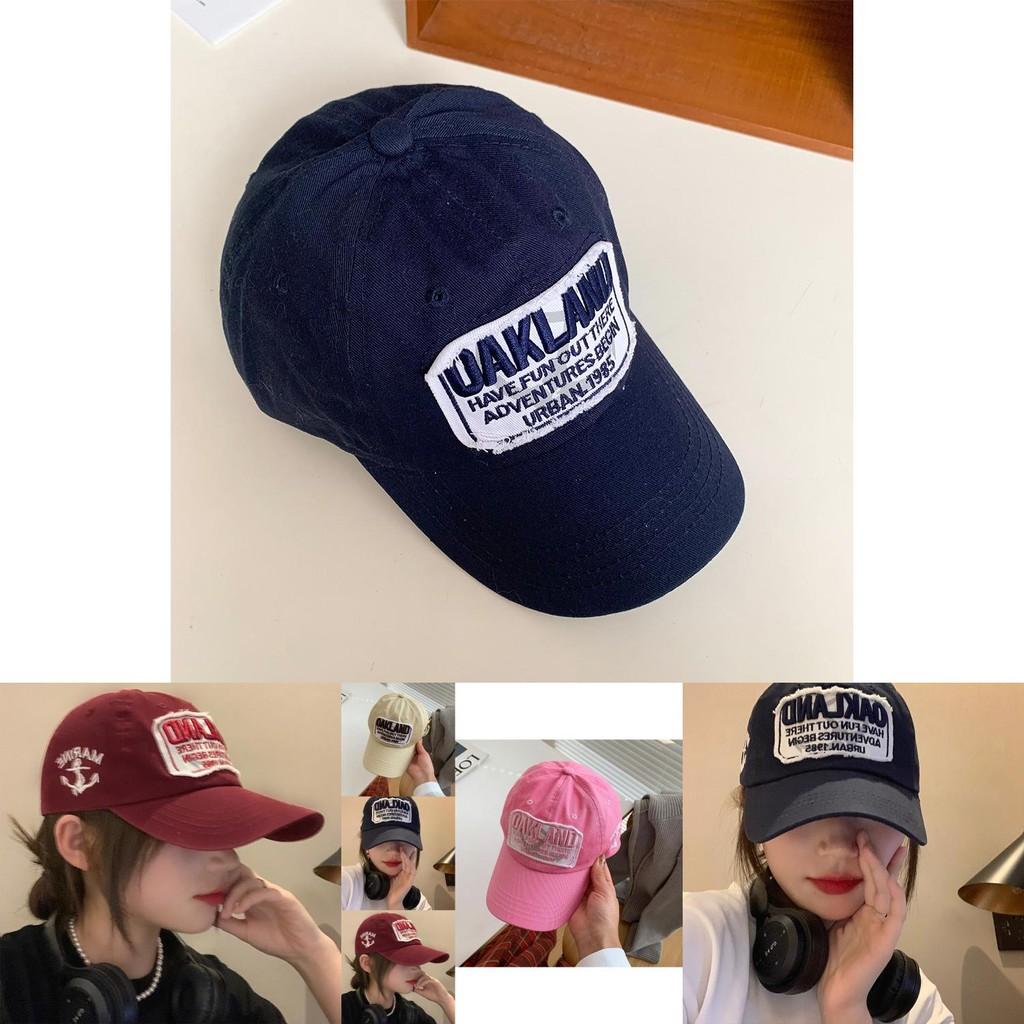 Trendy Vintage Style Baseball Cap For Women Burgundy Wide Brim Cotton Hat