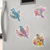 6Pcs Flower Parrot Fridge Stickers Diamond Painting Refrigerator Magnet Diamond Painting Fridge Magnet for Adults Kids Beginners