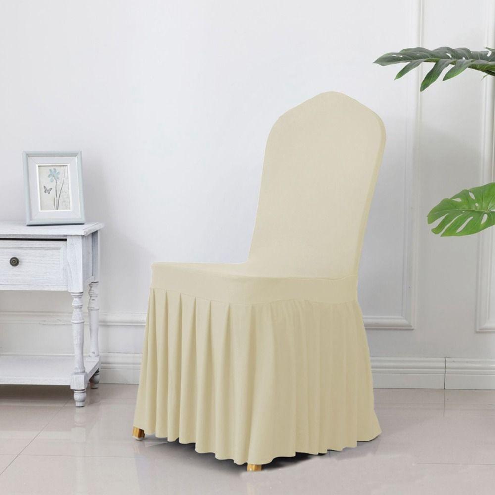 Soft Pleated Skirt Chair Covers Solid Color Chair Protective Case Chair Cushion Long Back Chair