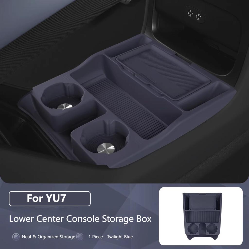 For Xiaomi YU7 Central Control Lower Storage Box Armrest Double Layer Organizer Car Interior Accessories