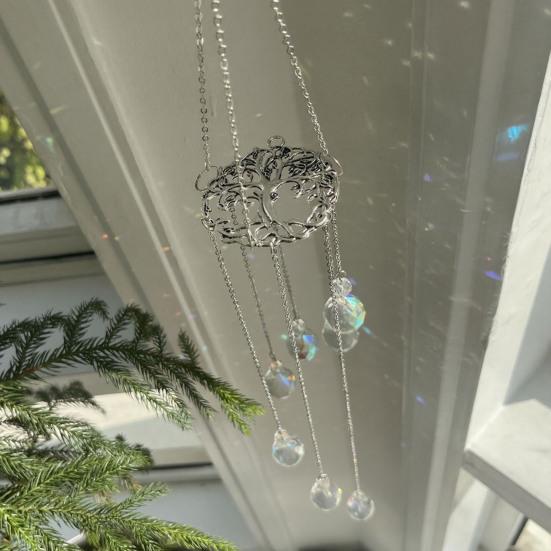 Wind Chime Sun Catcher 7-Color AB Crystal Balls & Light Beads Crystals Ball