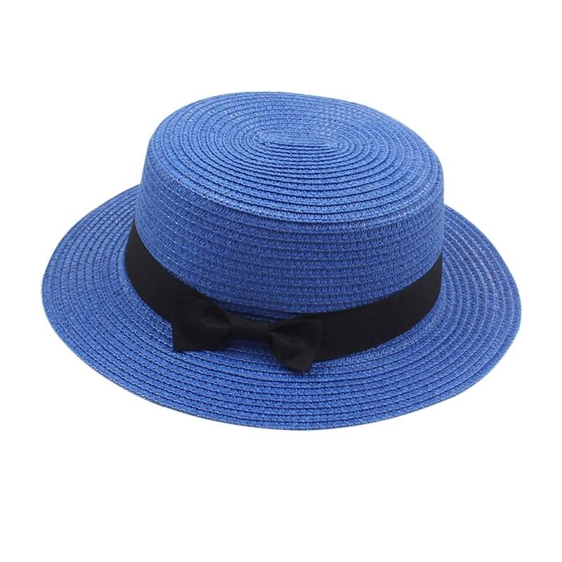 Women's British-Style Summer Hat Simple Small-Brimmed Straw Hat Korean-Style Bow-Knot Flat-Top Sun Hat Popular Women's Straw Hat