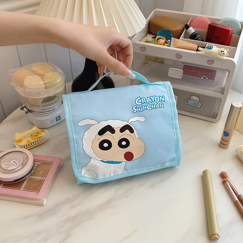 

Anime Cartoon Cute Crayon Shin-Chan S Foldable Cosmetic Bag Girls Large Capacity Portable Travel Toiletries Storage Bag Gift синий