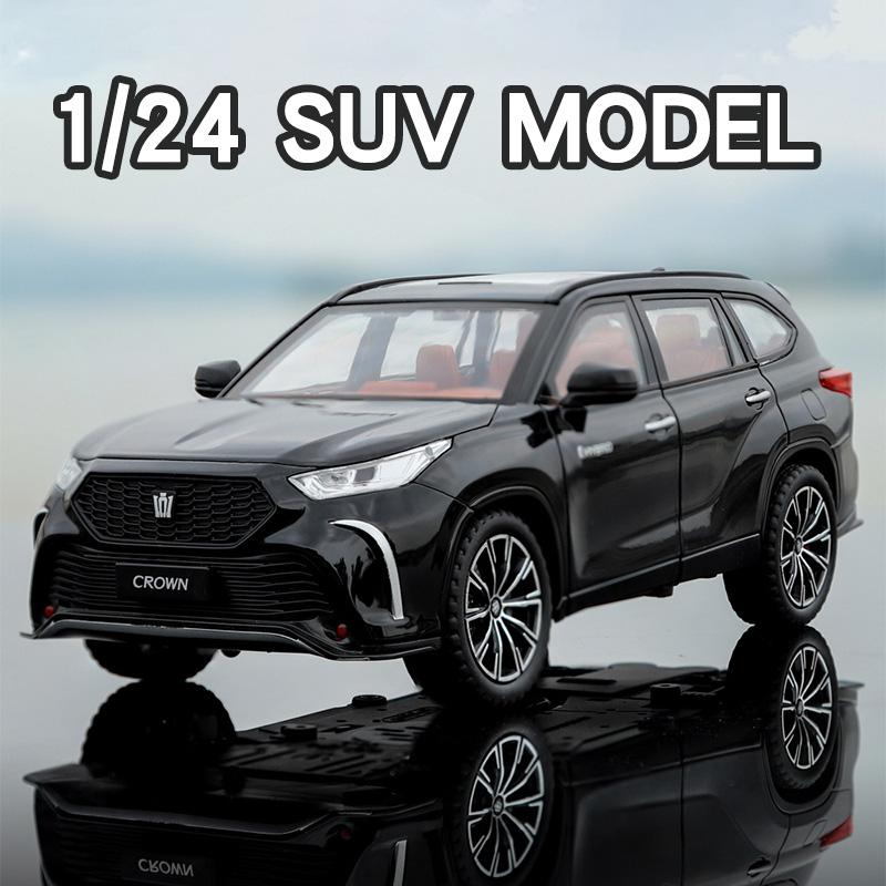 Sfylr8 Diecast 1:24 Toyota Crown Kluger Off-Road SUV Model Car Collection Simulation Sound & Light Vehicle Miniature Car Toys For Boys