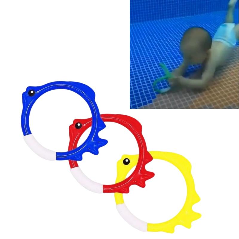 3Pcs Underwater Swim Training Gear With Fish-Shaped Retrieval Rings Diving Rings Set Floatable Pvc Pool Toys For Adults/Kids