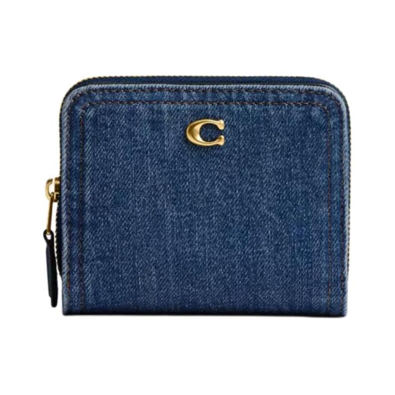 COACH Essential ogo Denim and Calfskin Wallet Women s Blue blue синий