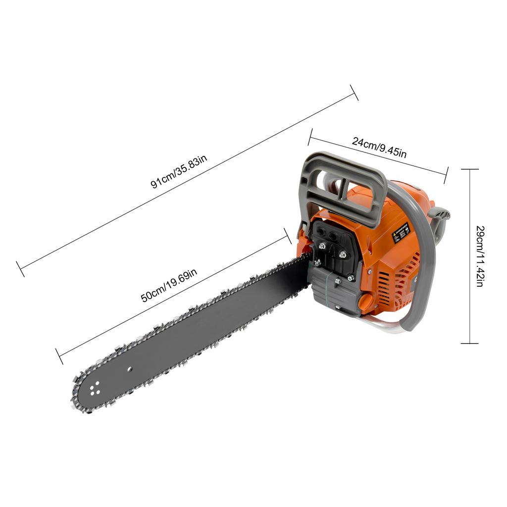 2-Stroke 58CC 20inch Gasoline Chainsaw Powered Wood Cutting Engine Gas Chain Saw Efficient Professional Cutting Tool 10000rpm