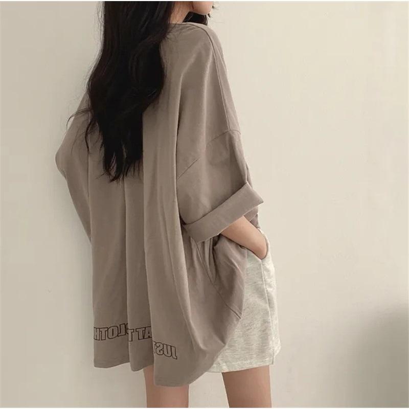 Pure Cotton Mid Length Short Sleeved T Shirt Women's Summer Korean Version Of Loose Large Size Sweet Hot Girl Top