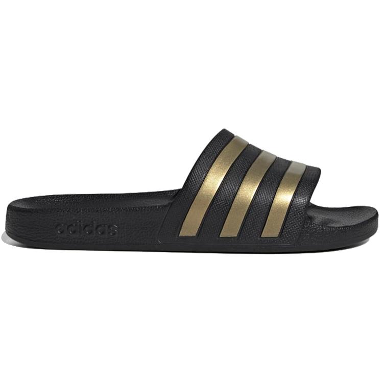 New Adidas Adilette Aqua Slides Core Black Gold Metallic EG1758