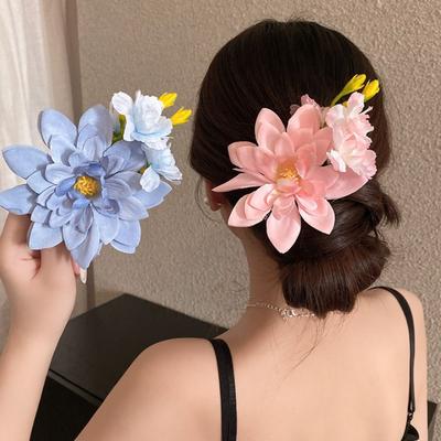 Accessories Floral Hair Clip Pink Blue Headdress Fashion Flower Hairpin  Bridesmaid Accessories