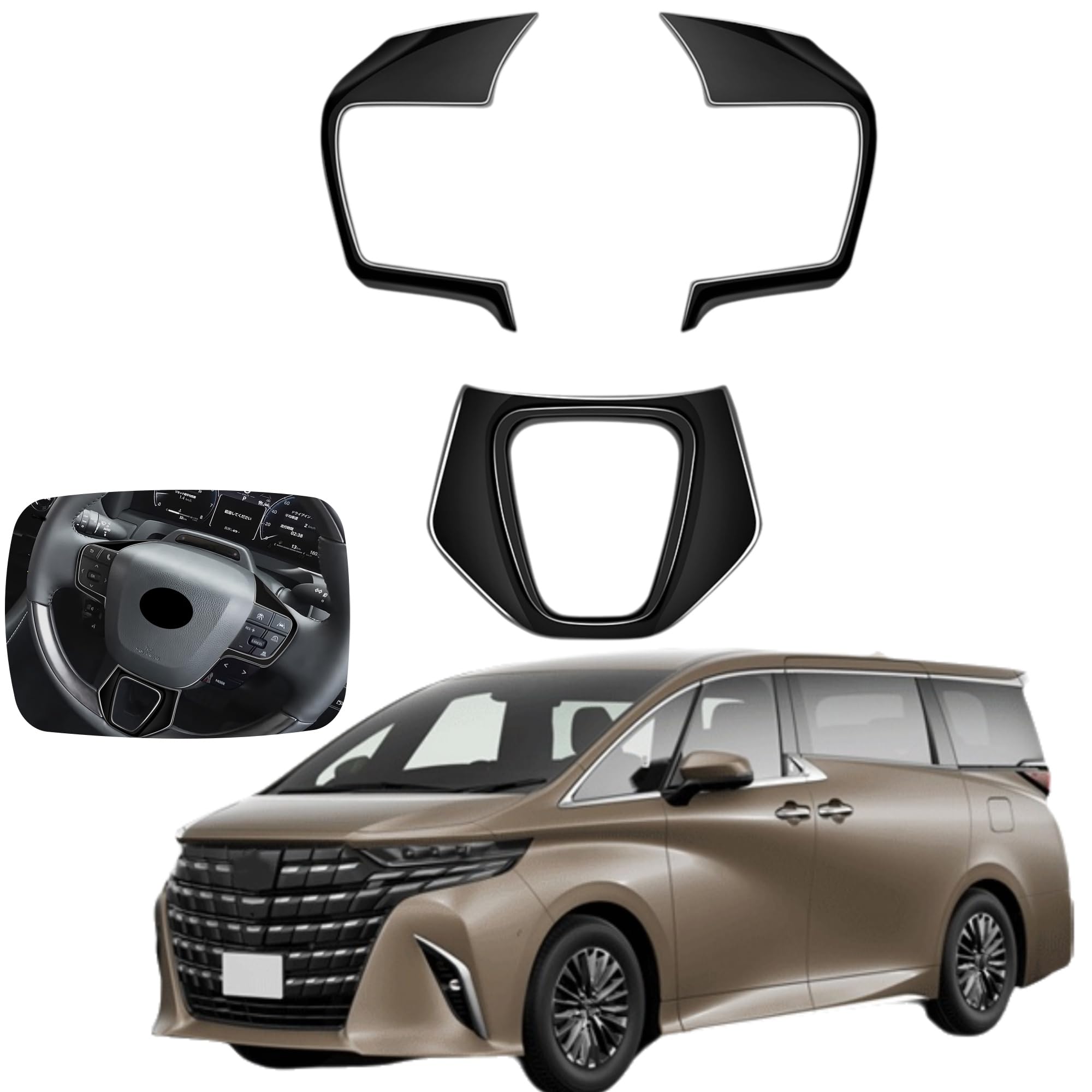 

Glealcco Compatible with New Alphard/Vellfire 40 Series Accessories Steering Panel interior panel чёрный