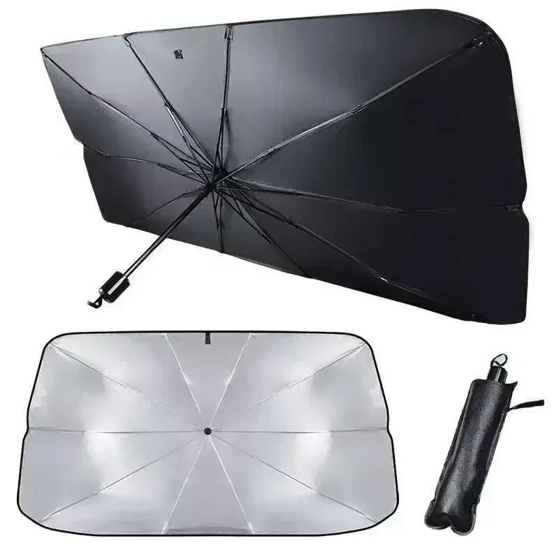 Guarda-chuva Quebra-Sol para Carro Para-brisa Dianteiro Cola Prata Guarda-chuva Quebra-Sol Resistente a UV Dobrável Guarda-chuva para Carro Acessórios Protetor Solar para Carro