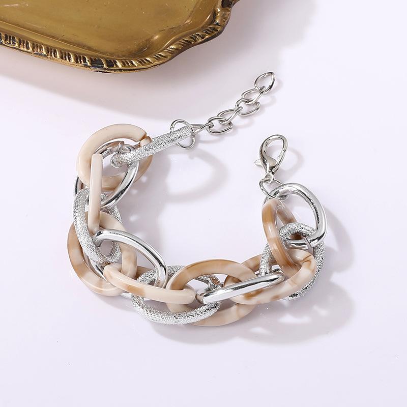 Accessories, Acrylic Leopard Geometric Colored Aluminum Chain Bracelet, Hip Hop Rough Jewelry For Women