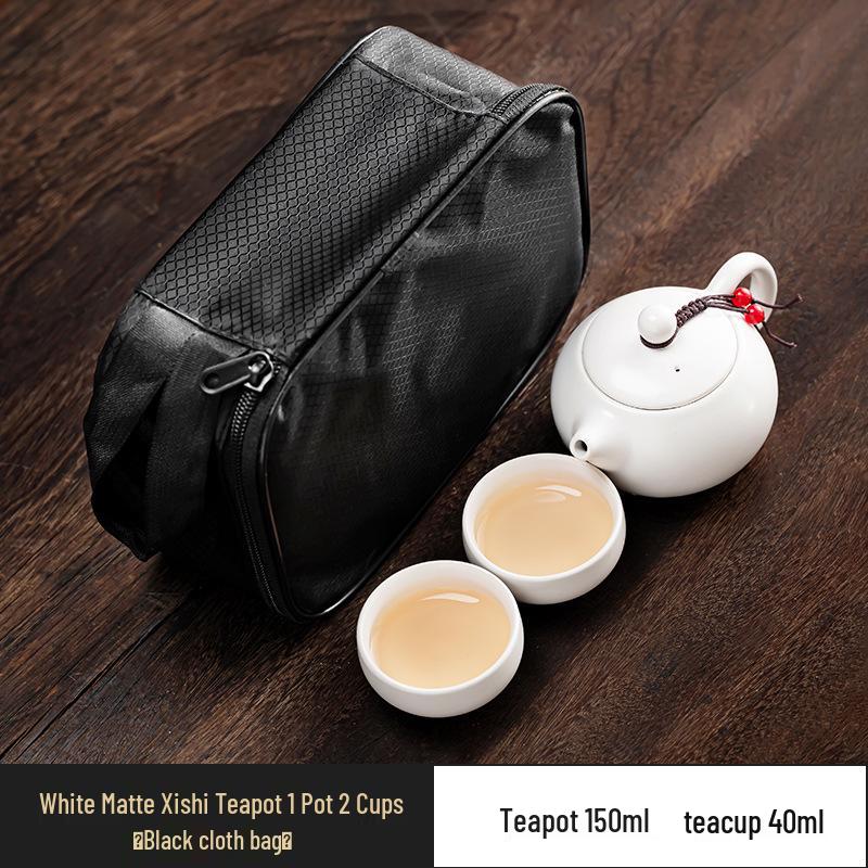 Ding Kiln Travel Tea Set: Ceramic Xi Shi Pot with Two Cups and Four Cups - Creative Gift