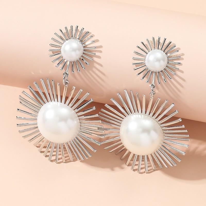 Sunflower Floral Pearl Earrings - Unique European, American, Japanese, Korean Style