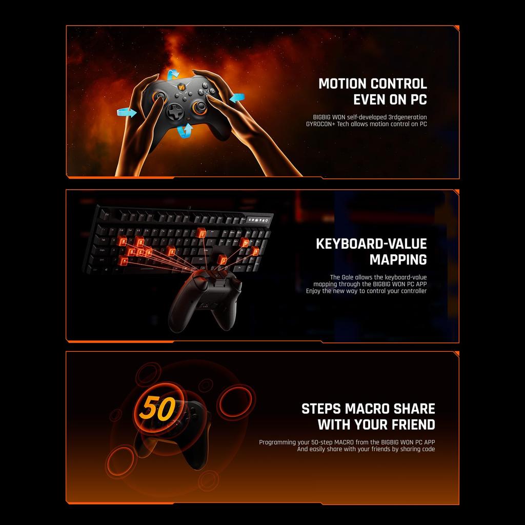 BIGBIG WON Gale Hall PC Motion Hall Joystick 3 Pairs of PC App for Wireless Controller Controller, Control, & Trigger, Thumbsticks, Gamepad,