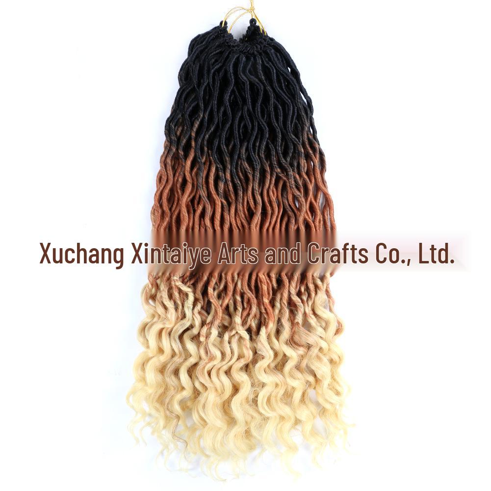 Farbverlauf Lange Lockige Perücke - Afrikanisch Europäisch Amerikanisch Faux Locs Synthetische Faser Extensions