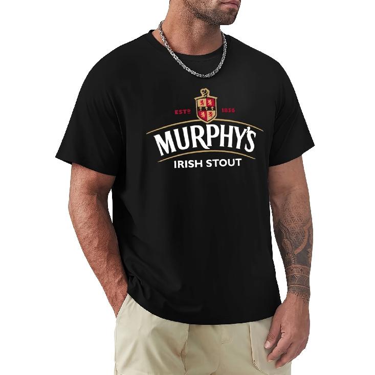 Murphy s Irish Stout Vintage 1856 Beer Factory Logo T-Shirt-Men s Retro Irish Pub Shirt with Irish Stout Beer Design, Breathable Round Neck Tee for S чёрный