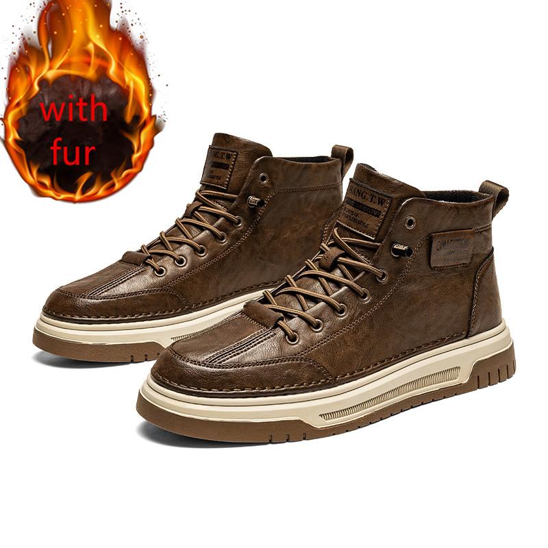 Fashion Men's Snow Boots lace up high top Sneakers Super Warm Plush Women Boots Outdoor Non-slip Hiking Boots Work warm Shoes men