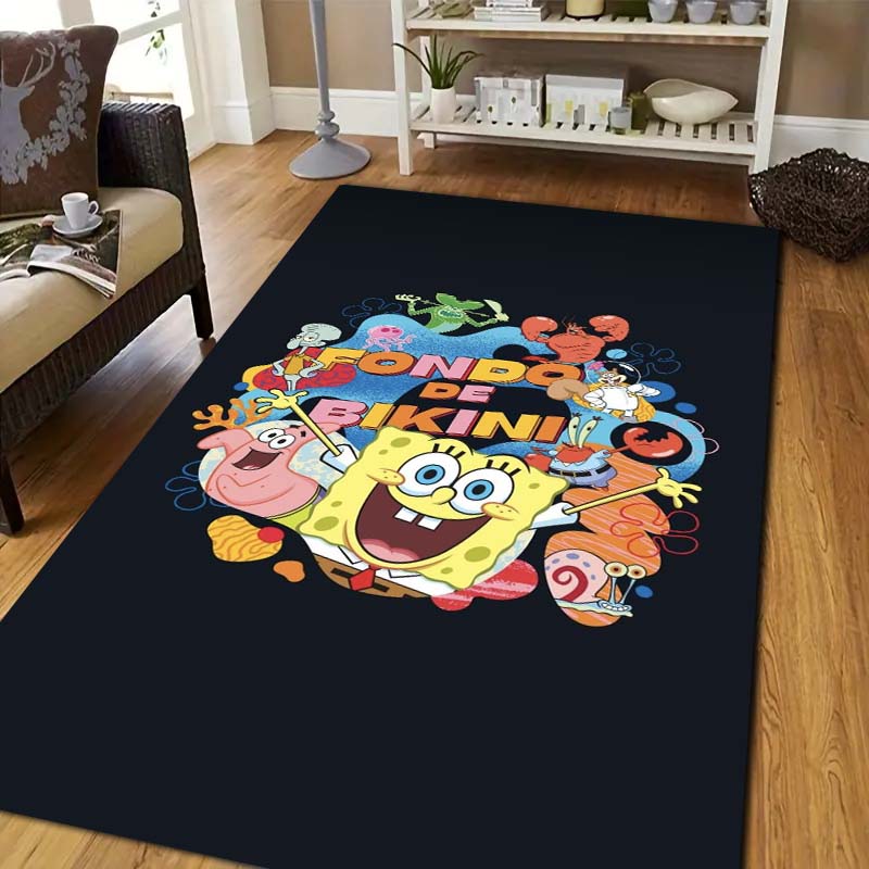 Sponge‑Bob Cartoon Print Area Rug Non‑Slip Floor Mat Soft Carpet For Kids Bedroom Living Room Sofa Indoor Decor Birthday Gift