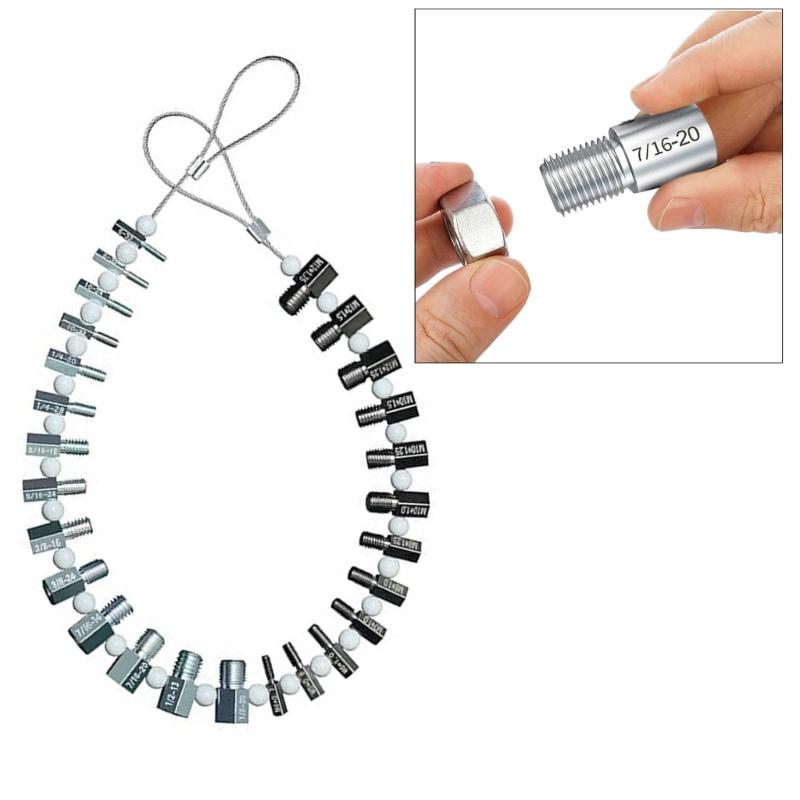 Convenient Nut & Bolt Thread Gauge Nut & Bolt Thread Size Measurement 26 Assorted Gauges for Quick Size Confirmation