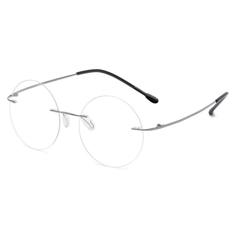 Retro Runde Randlose Ultraleichte und Ultradünne Lesebrille für Damen und Herren mit dünnen goldenen Drahträndern