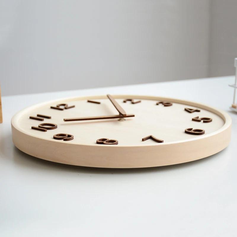 Japanese Art Wall Clock Modern Design Creativity Digital Wall Clock Living Room Nordic Wooden Bamboo Creative Wall Decoration