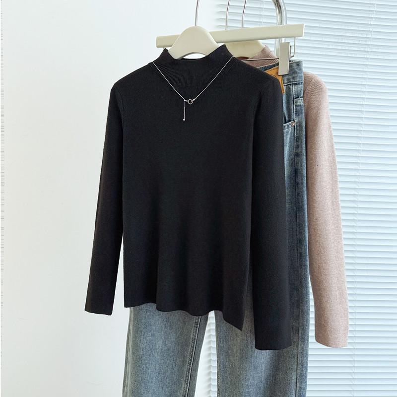 

Real shot of the original half-turtleneck women s autumn and winter bottoming shirt, the new style of elegant women s wool knit pullover One Size