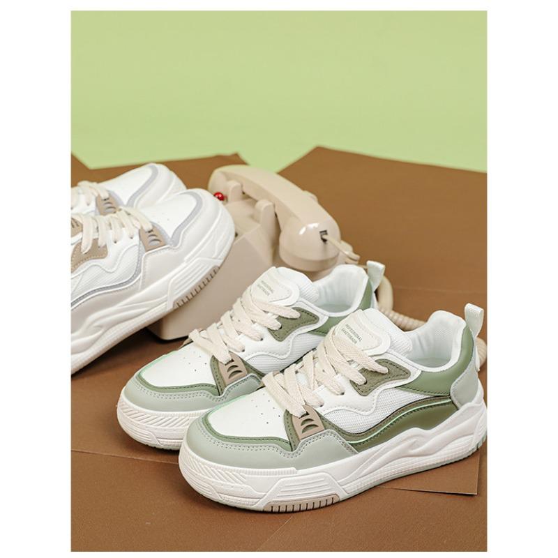 Retro Color Blocking Design Sneakers for Women's Spring Thick Soled Shoes