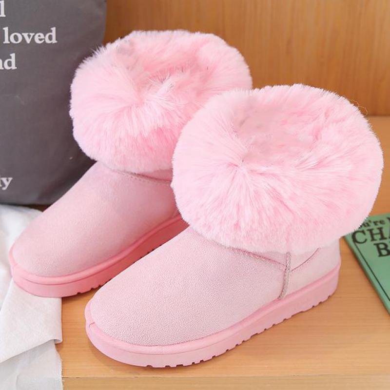 Fashion Winter Women Suede Snow Boots Black Warm Fur Boots Thick Sole Round Toe Comfort Low Heels Ladies Platform Ankle Boots Plush 2025