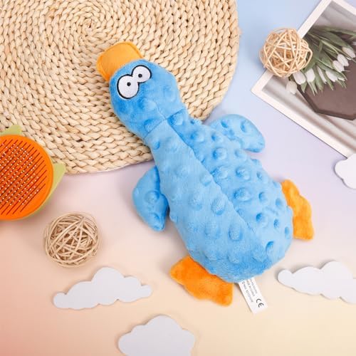 Halinuia Dog Toys with Crinkle Paper, Squeaky Plush Chew Toys for Aggressive Chewers, Puppies, Small Medium Dogs, Blue