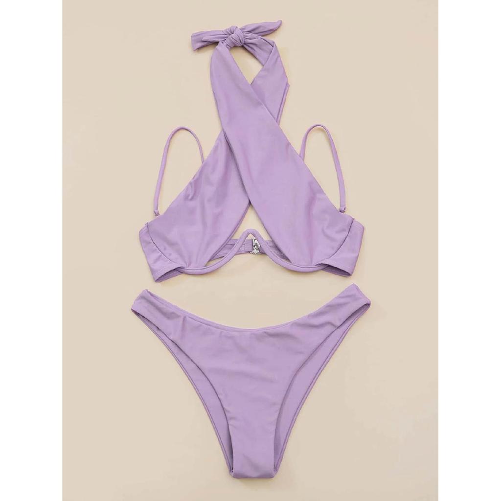 Nové Cross Halter Push Up bikiny dámské plavky s kosticí Sexy dvoudílné plavky letní plážové plavky sada bikin