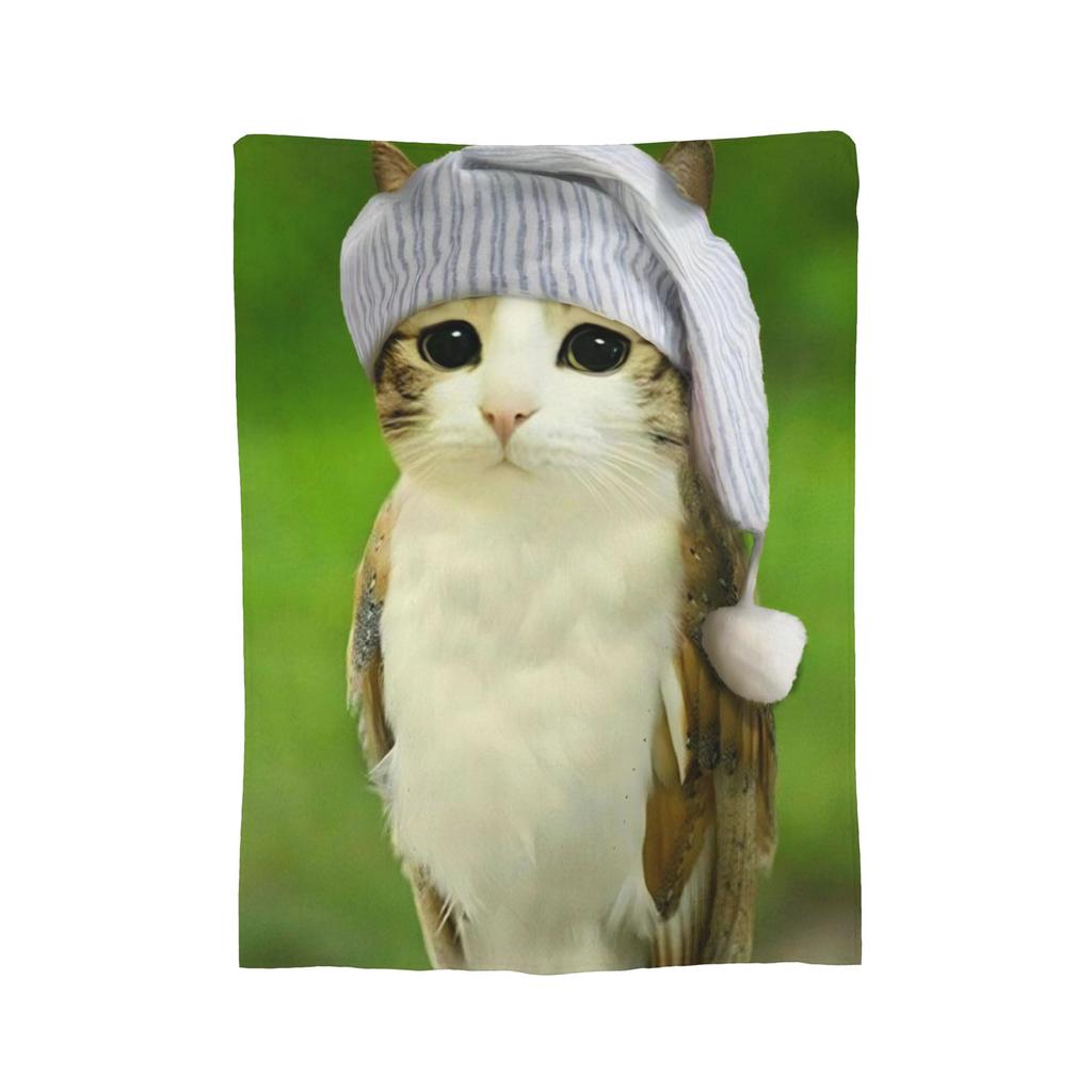Meowl Cat Owl Meme Blanket Soft Coral Fleece Plush Healing Gifts  Throw Blankets Bedding Throws
