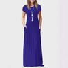 2024 Women's Short-Sleeve Solid Maxi Dress with Pockets