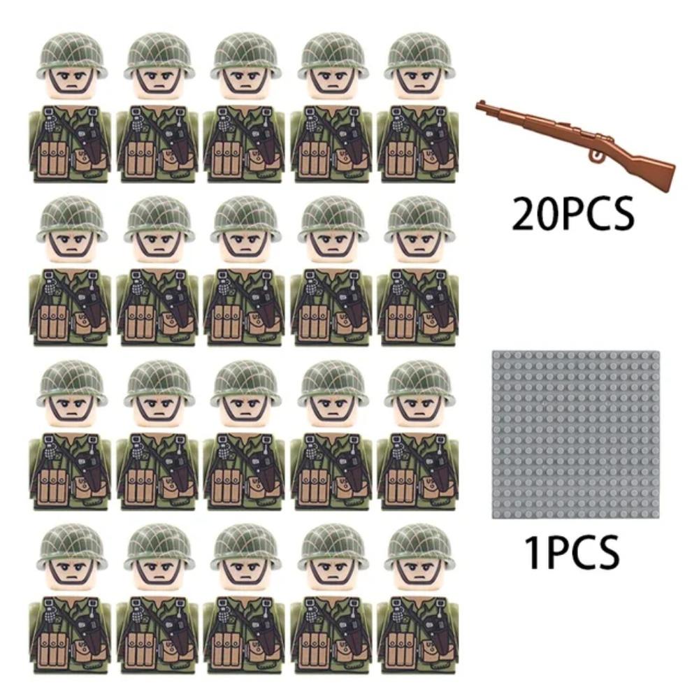 Kinderbausteine Chinesisches Spielzeug Neuer WW2 Soldat Militär Armee Mini-Puppen Nationales Bündnis Offizier Gewehrriemen Spielzeug Großhandel