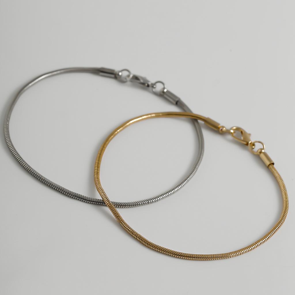 Hip-Hop Personality Double-Layer Simple Snake Bone Chain Bracelet Men's Fashion Niche Metal Bracelet Men's Jewelry