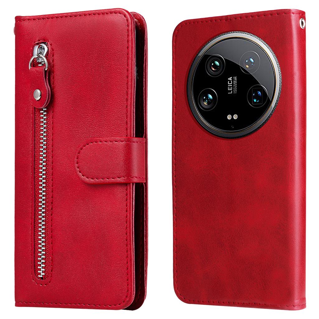 Pro pouzdro Xiaomi 14 Ultra Textura telete Peněženka na zip PU kůže Ochranný kryt na telefon