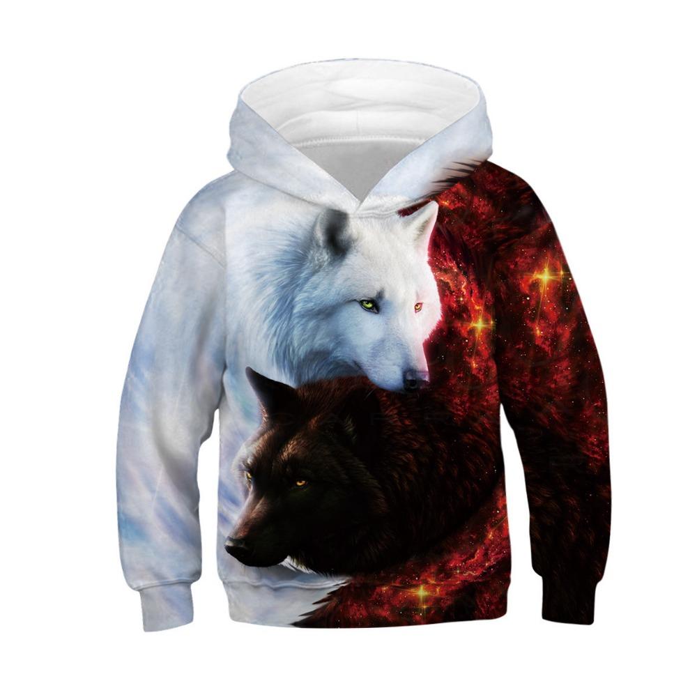 Children's Cool Animal Wolf 3D Digital Printed Boys' Personalized Fashion Hoodie Sweatshirt