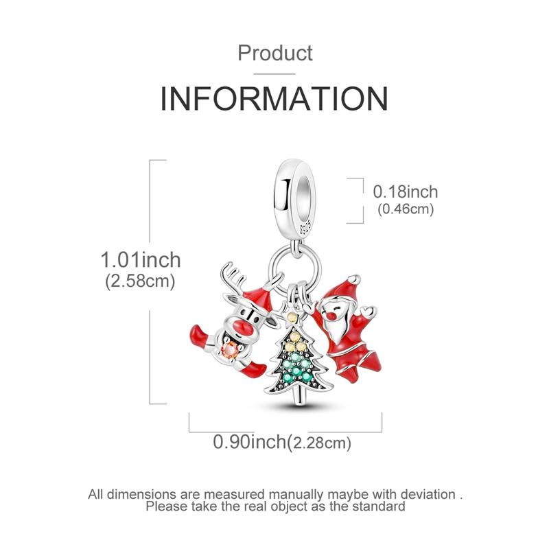 Winter Copper Original Christmas Charms Bead Pendant Fit Original Bracelet Necklace For Women Diy Jelwelry Gift