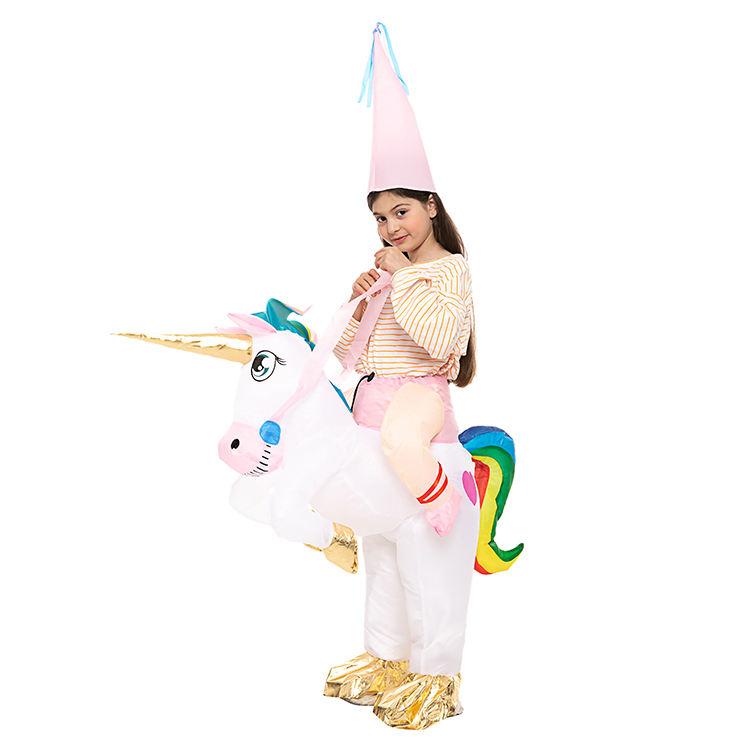 New Kids Colorful Unicorn Inflatable Costume Anime Suits Mascot Halloween Party Cosplay Costumes for Man Woman Boys Girls