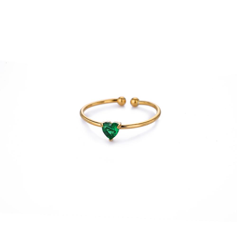 Fashion Zircon Heart Birthstone Rings For Women Stainless Steel Color Birthstone Ring Aesthetic Wedding Jewelry Gift