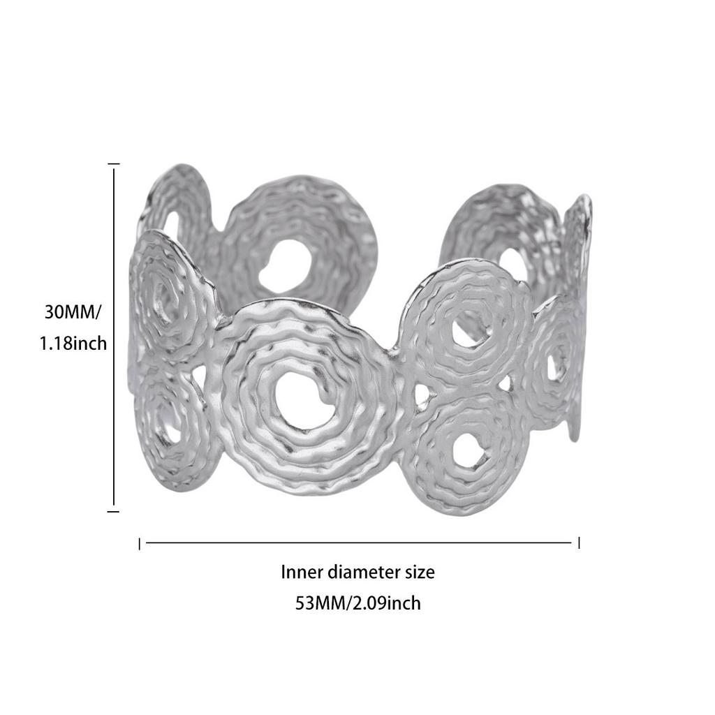 Stainless steel open bracelet female geometric flower hollow wide version light luxury high-end design bracelet jewelry new