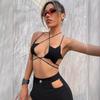 Spot European and American Sexy Drawstring Straps Solid Color Sexy Hottie Backless Bikini Beach Vest