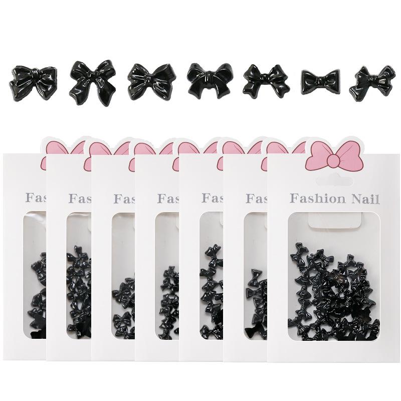 Black & White 3D Resin Ribbon Bow Nail Art Accessories (30pcs)
