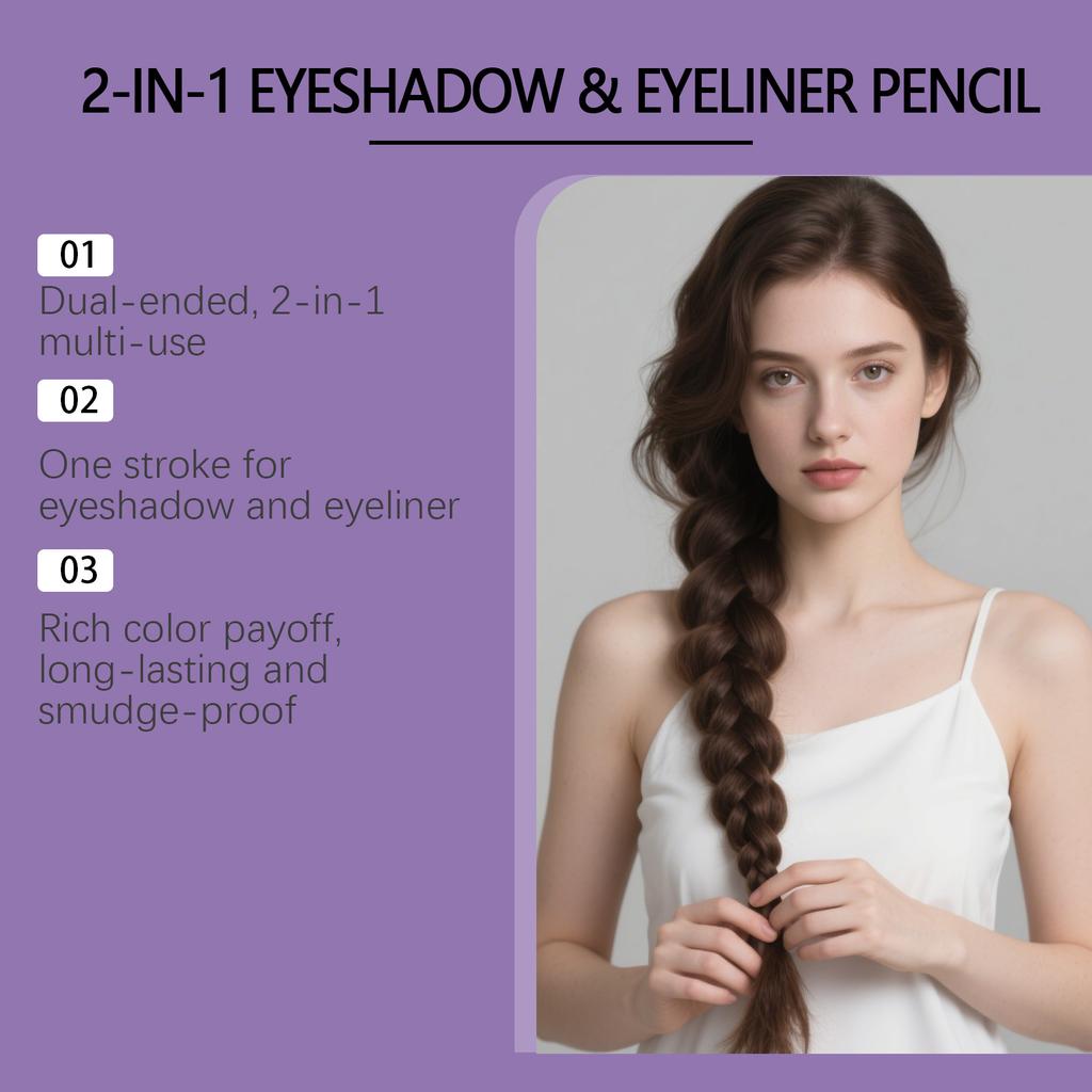 Zephoco Doppelseitiger Lidschatten-Eyeliner-Stift Rose Beerenrot Natürliches Augen-Make-up Seidig Glattes Farbergebnis Langanhaltend