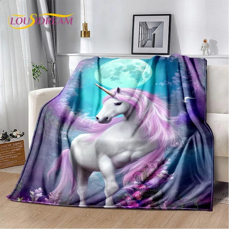HD Unicorn Cartoon Cute 3D Dream Girl Blanket,Soft Throw Blanket for Home Bedroom Bed Sofa Picnic Travel Office Cover Child Gift
