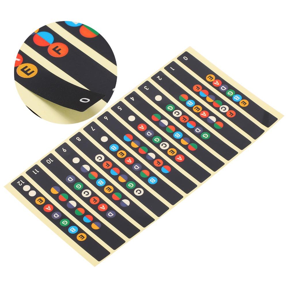 6PCS Black Color Fretboard Note Decals Self-Adhesive Guitar Fret Stickers For Guitar Practice Use