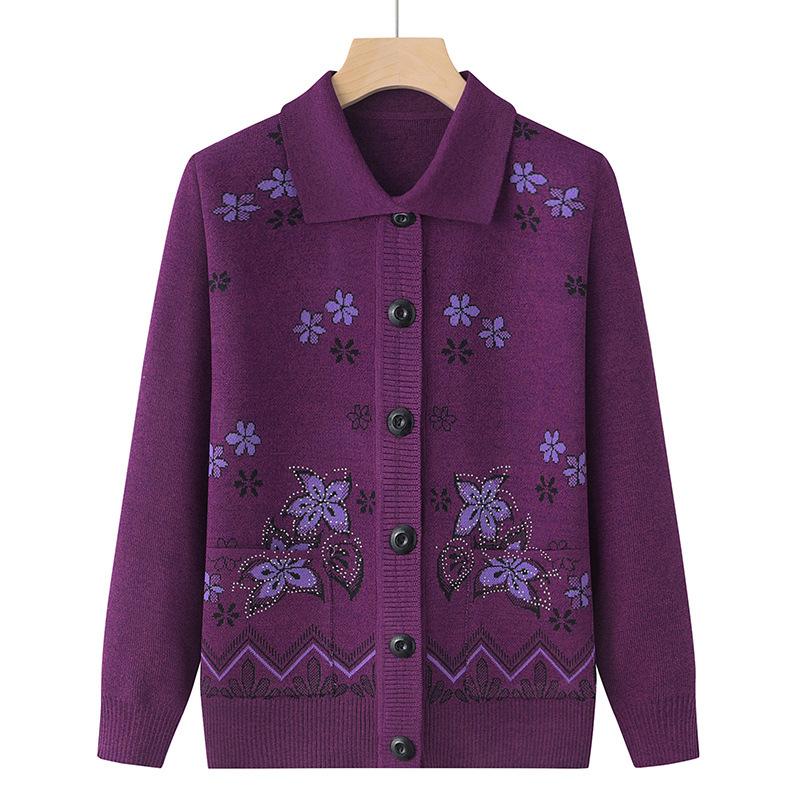 Elderly Women's Knitted Cardigan Jacket Autumn Winter Warm Sweater Women's Thicken Coat Single Breasted Female Knit Outwear Tops