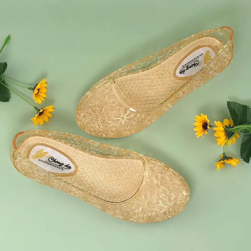 WTEMPO Women's Spring Summer Large Size Hollow-out Breathable Solid Color Flat Thick Heel Anti Slip Casual Shoes Single Shoes