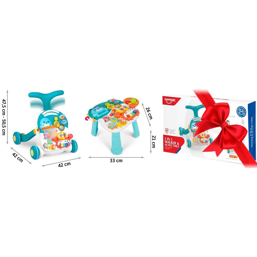 Educational Push Toy Table 3-In-1 , And